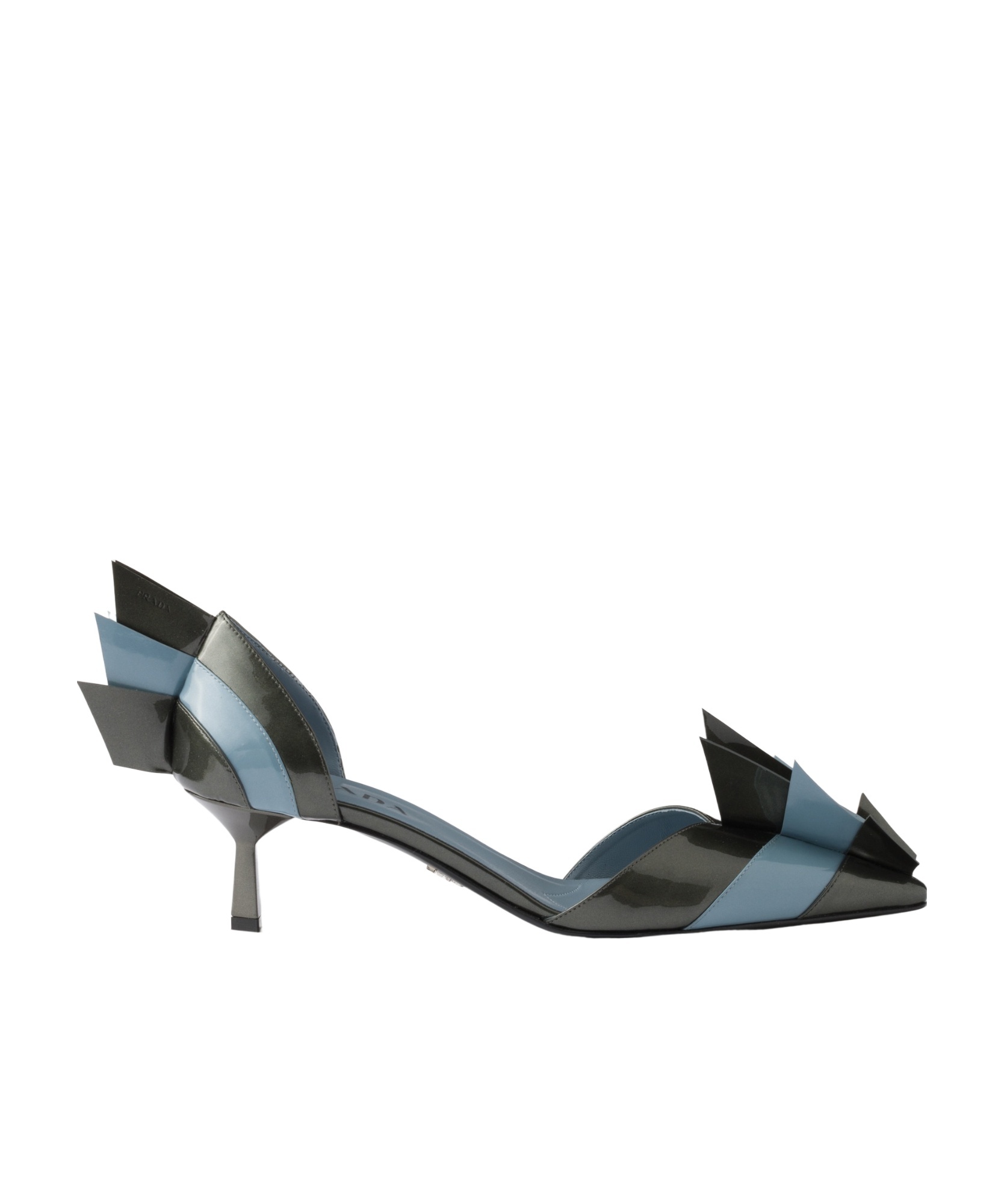 Prada Leather Pumps With Two-tone Strappy Design In Black