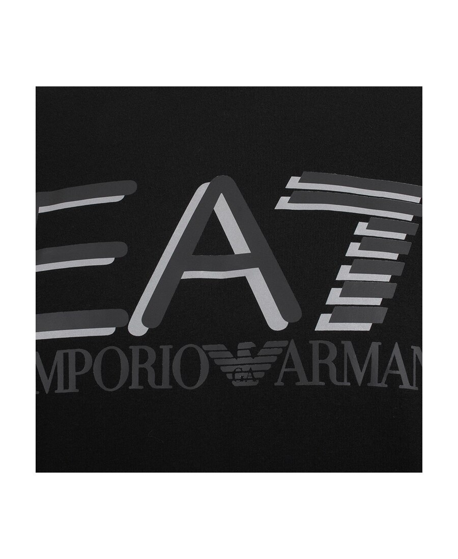 Ea7 Printed Round-neck Sweater In Black