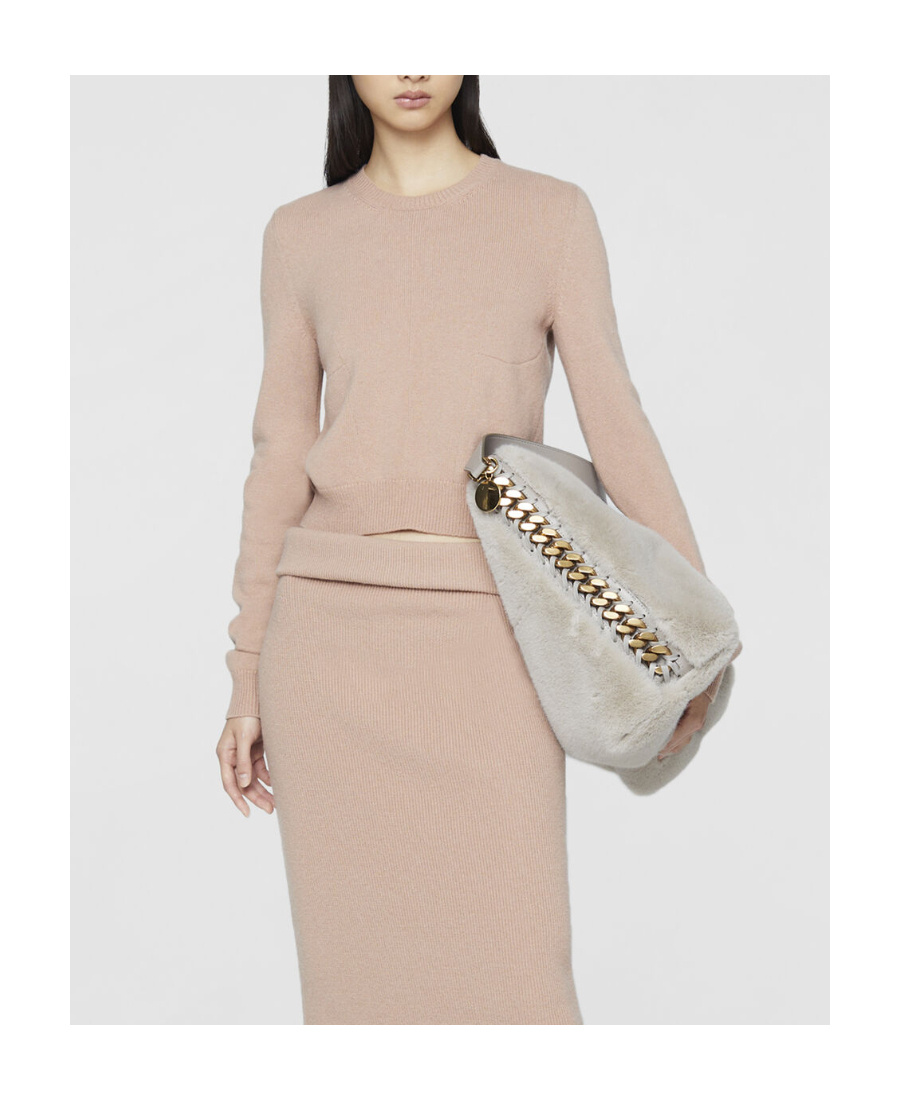 Stella Mccartney Crewneck Cropped Jumper In Nude