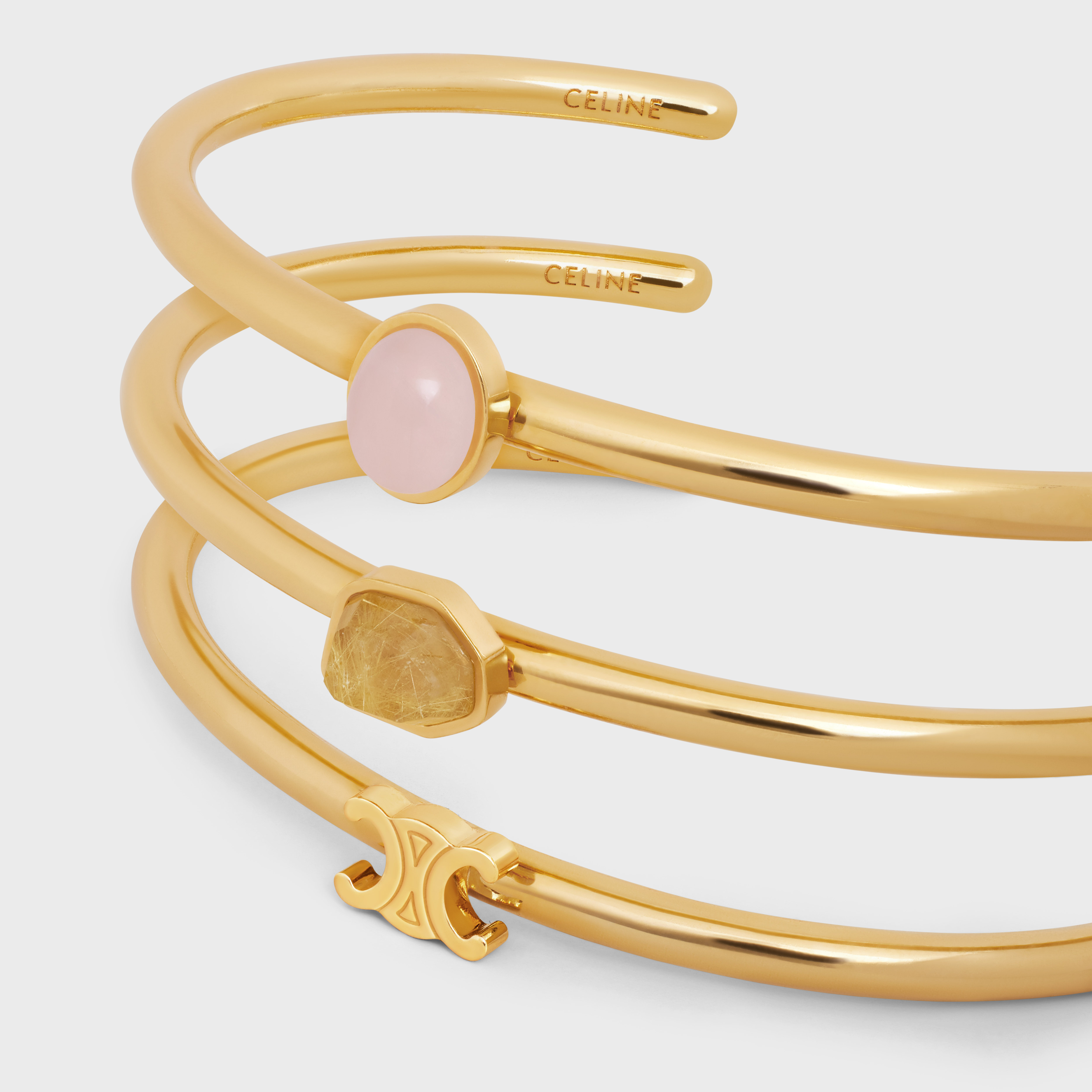 Celine Triomphe Indie Bracelet Three-piece Set In Yellow