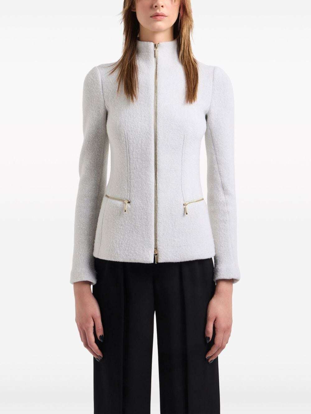Giorgio Armani Fitted Zip-up Jacket In White