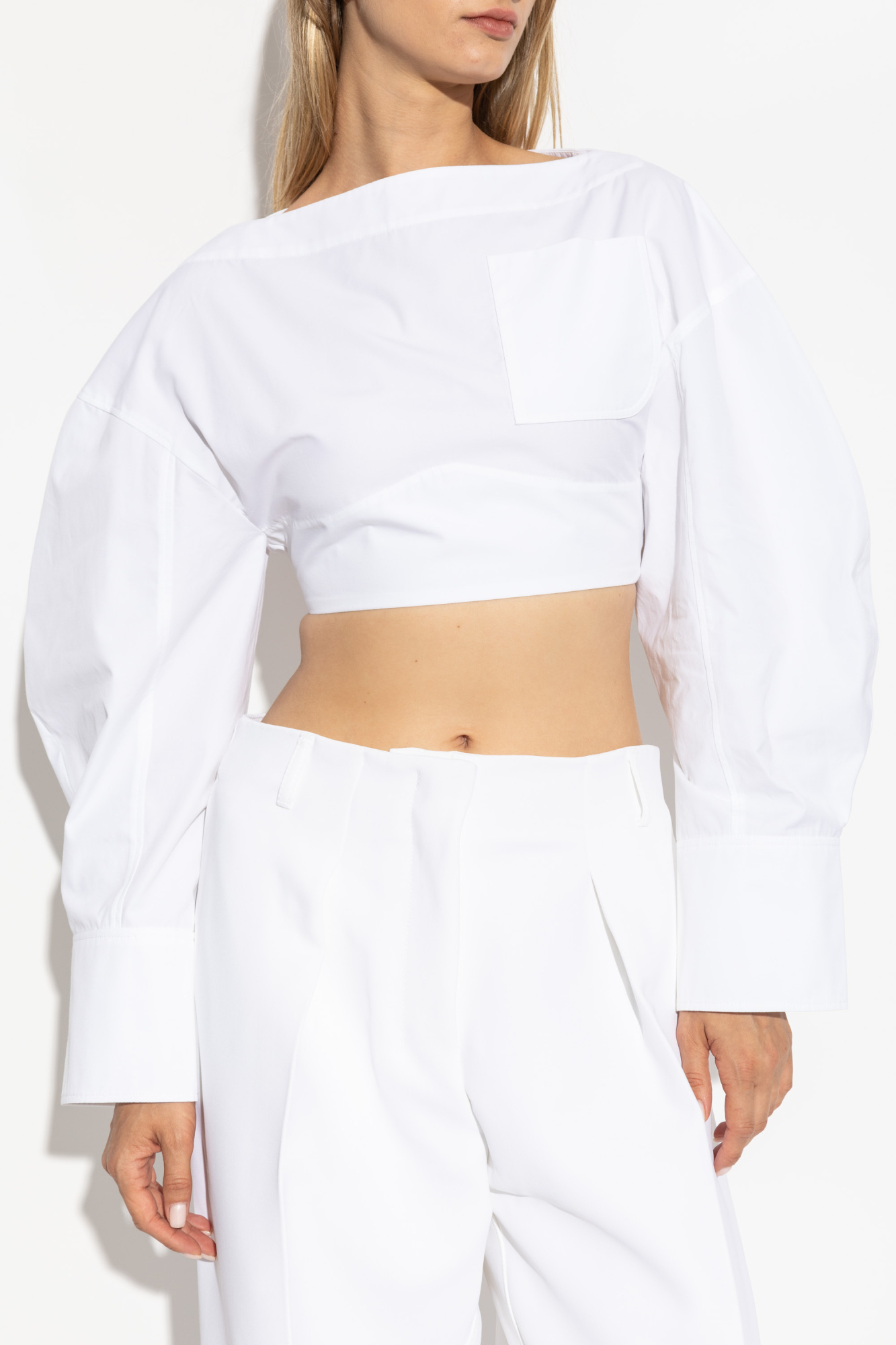 Jacquemus Le Haut Casaco Cutout Crop Cotton Poplin Shirt In White