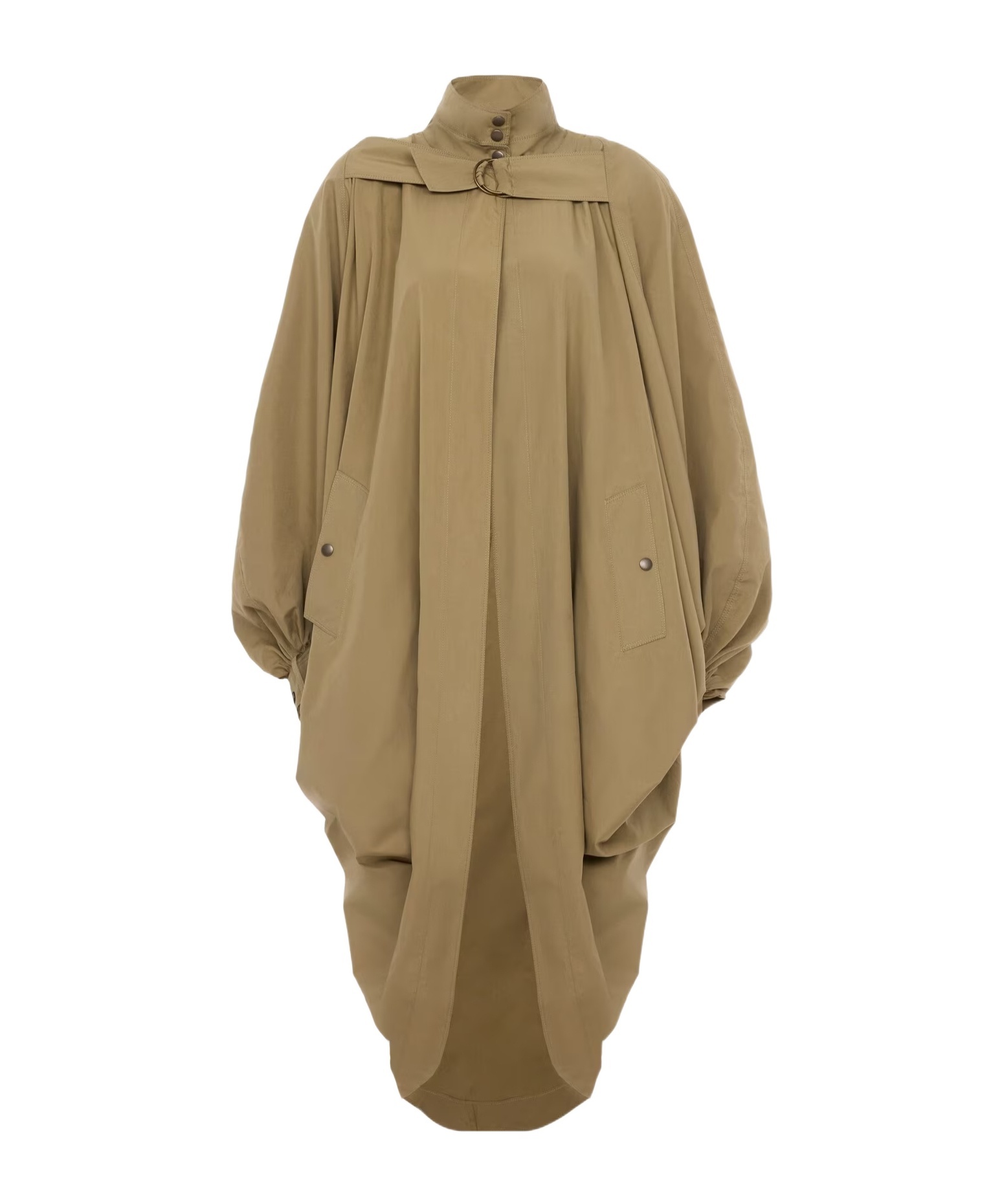 Chloé Oversized High-neck Cape Coat In Cotton Poplin In Brown