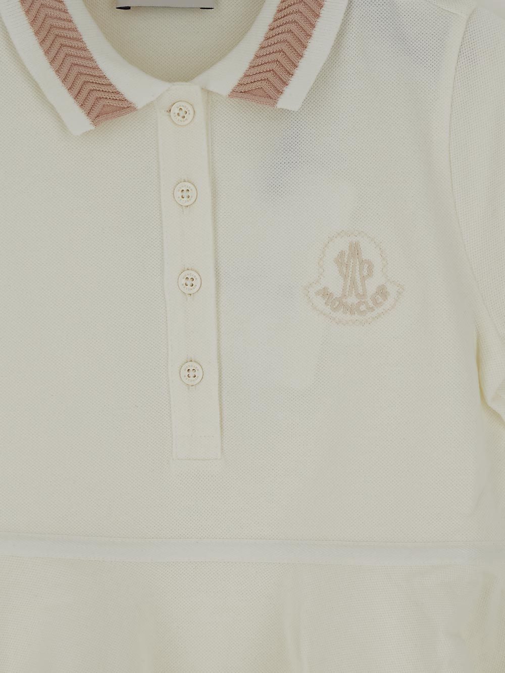 Moncler Enfant Logo Embroidered Flared Polo Dress In White