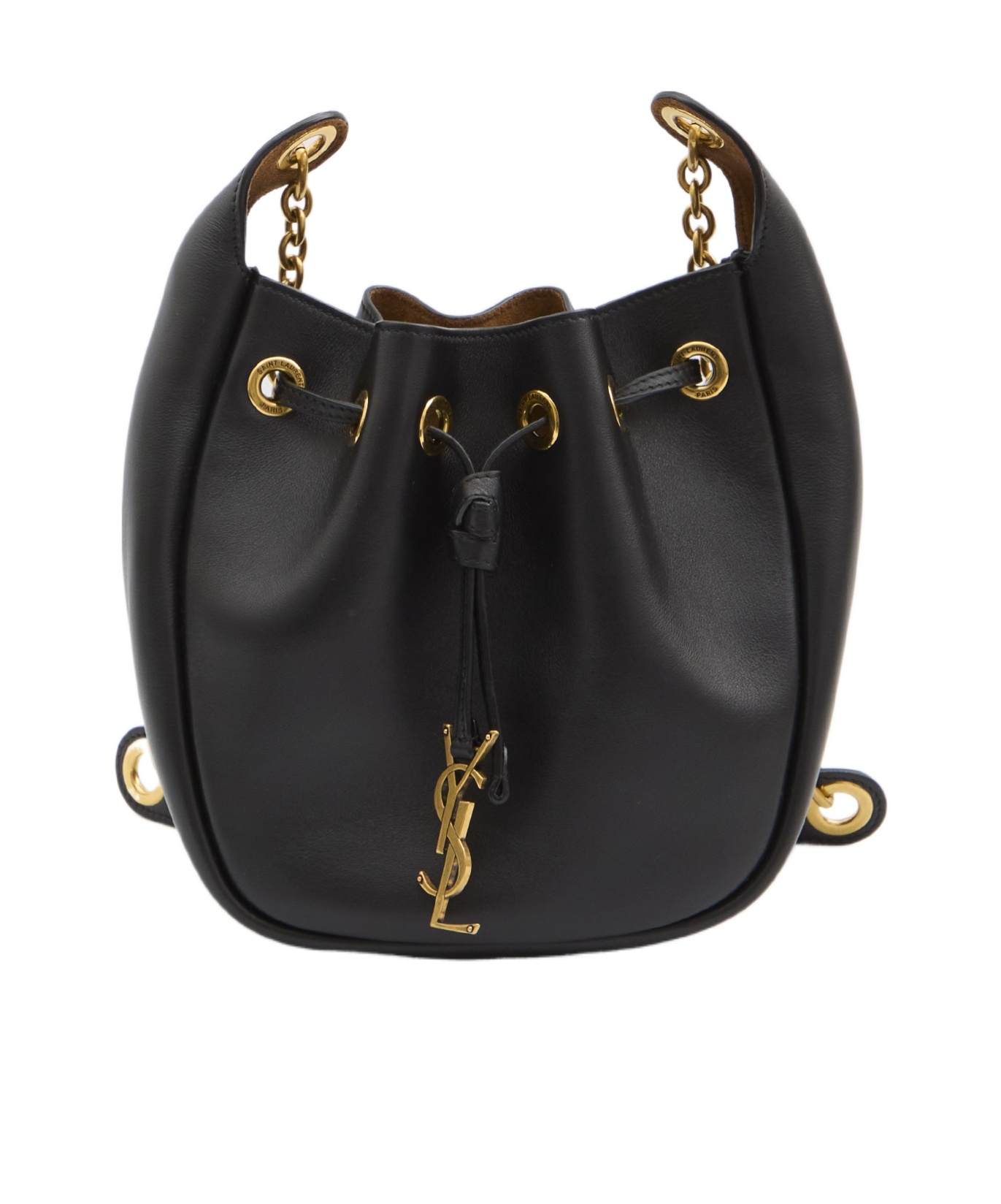 Saint Laurent Logo Bucket Bag In Black