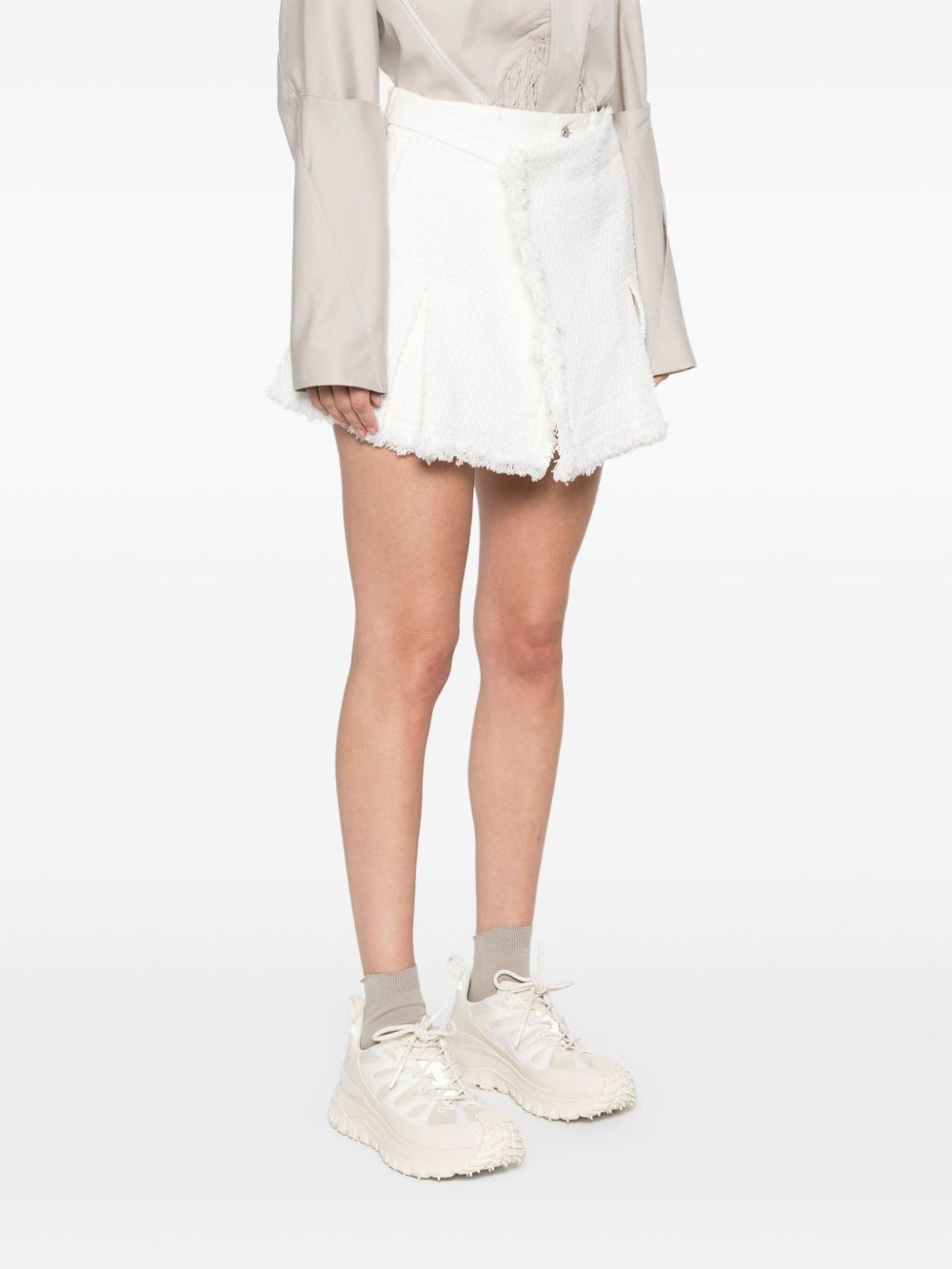 Sacai Denim Shorts With Belt Loops And Flounces In White