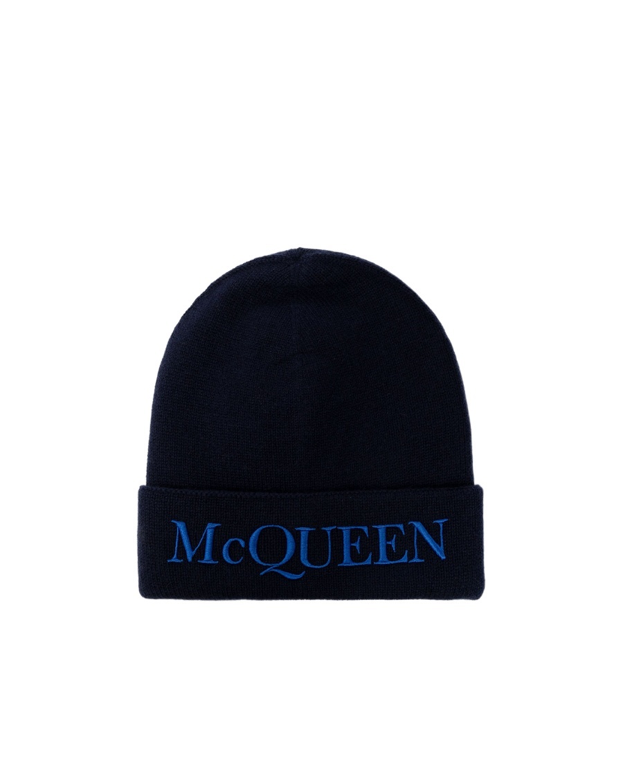 Alexander Mcqueen Logo-embroidered Cashmere Beanie In Gray