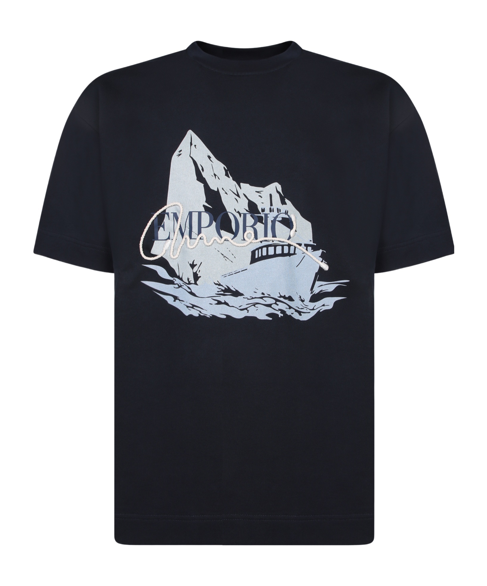 Emporio Armani Short-sleeved Printed T-shirt In Black