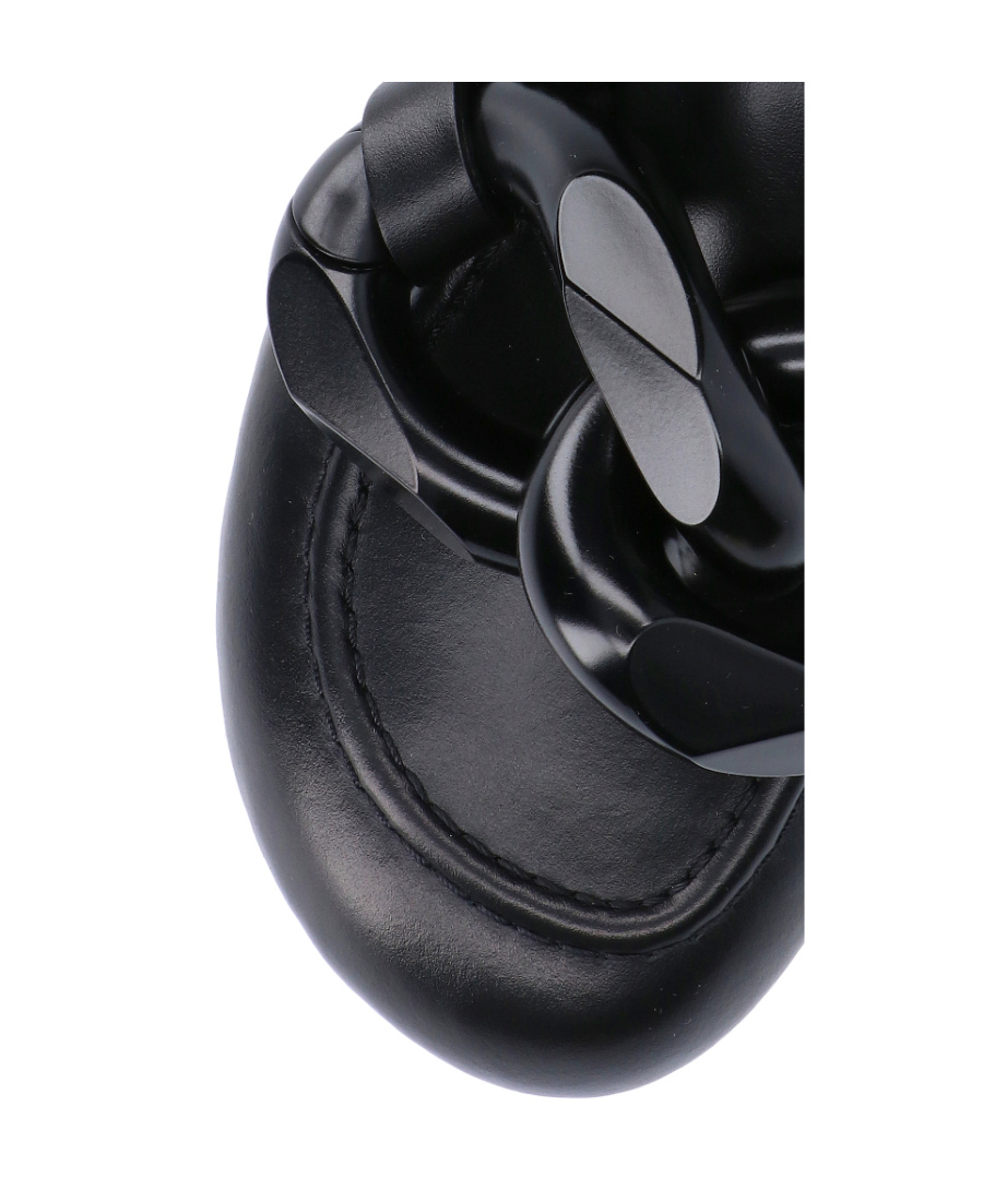 Jw Anderson Chain Shearling Mules In Black