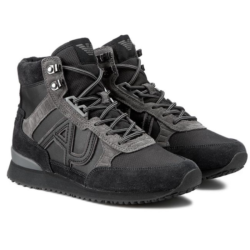 ARMANI JEANS HIGH-TOP LEISURE SNEAKERS