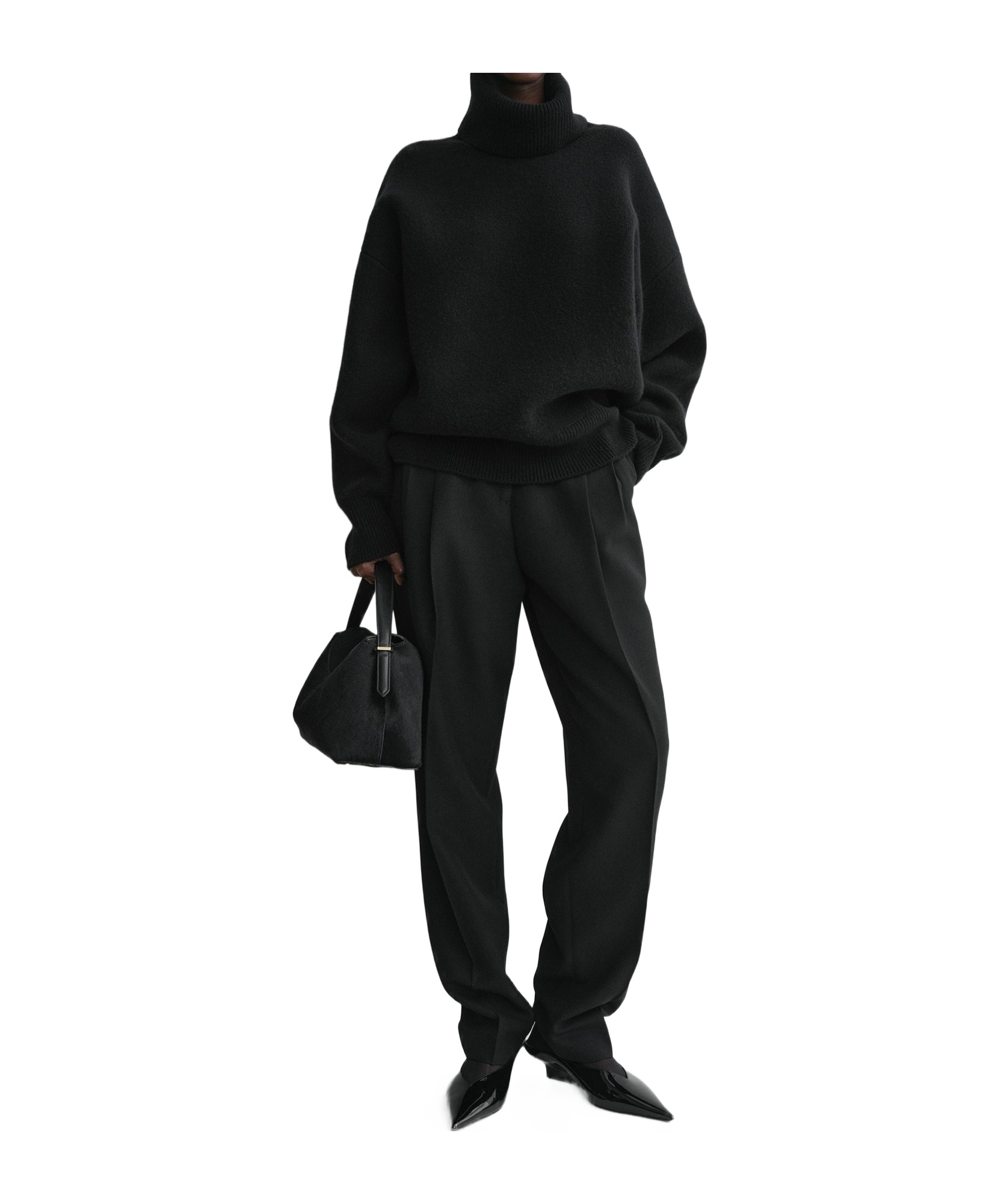 Shop Totême Double-knit Turtleneck Sweater In Black