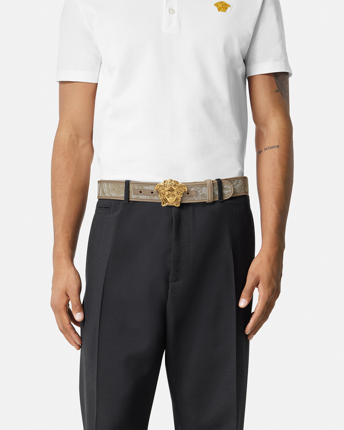 Versace Belt Loop Belt Belt In Brown
