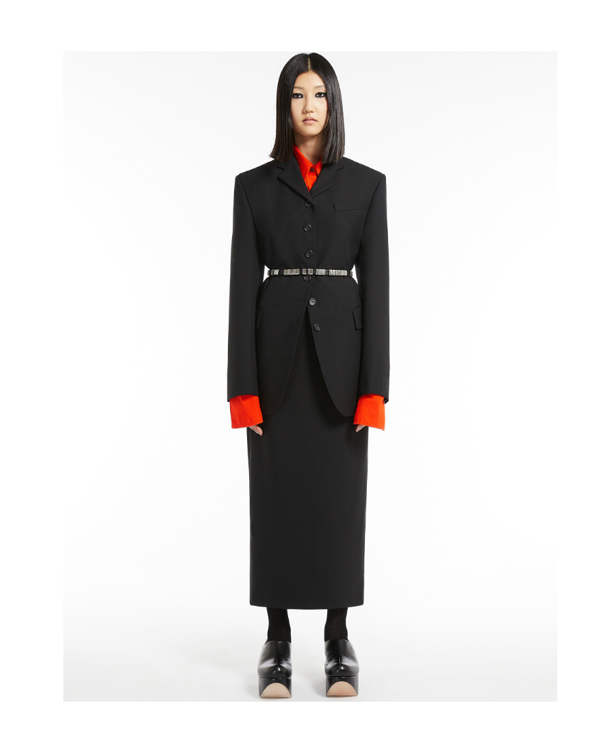 Sportmax Single-breasted Wool Suit Jacket In Black