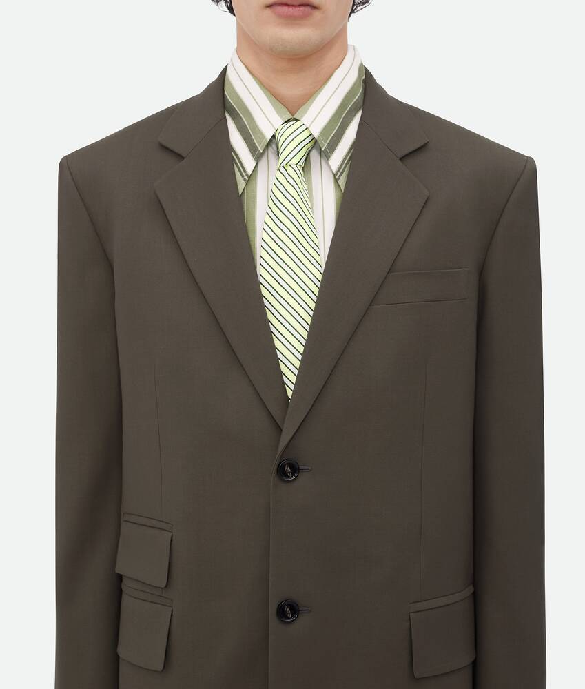 Bottega Veneta Long-sleeved Wool Suit Coat In Gray