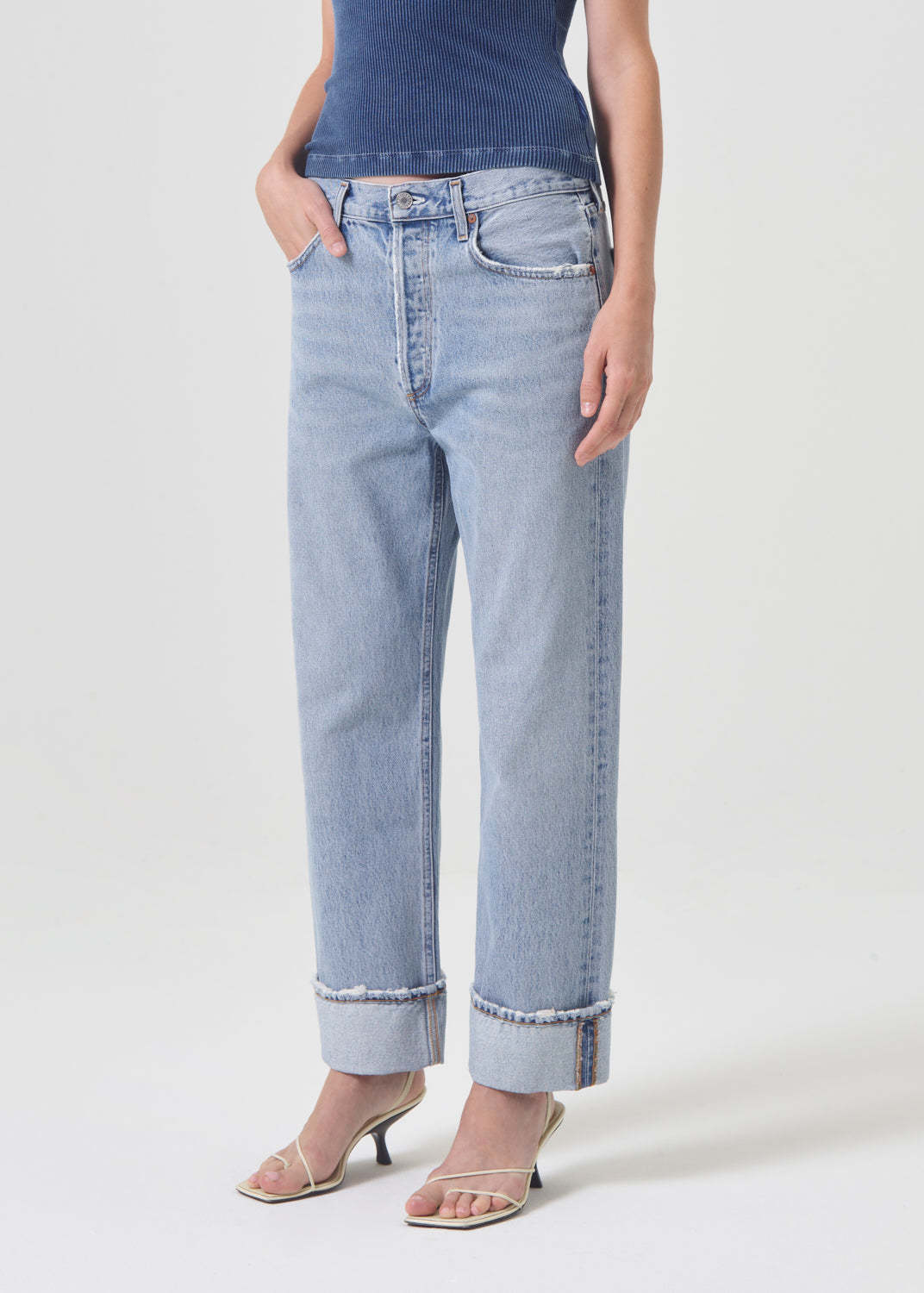 Agolde Fran Low Slung Straight Jean In Force In Gray