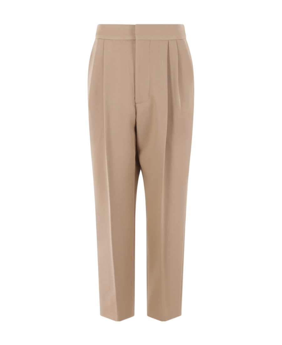 Marni Pleated Cropped-leg Trousers In Nude