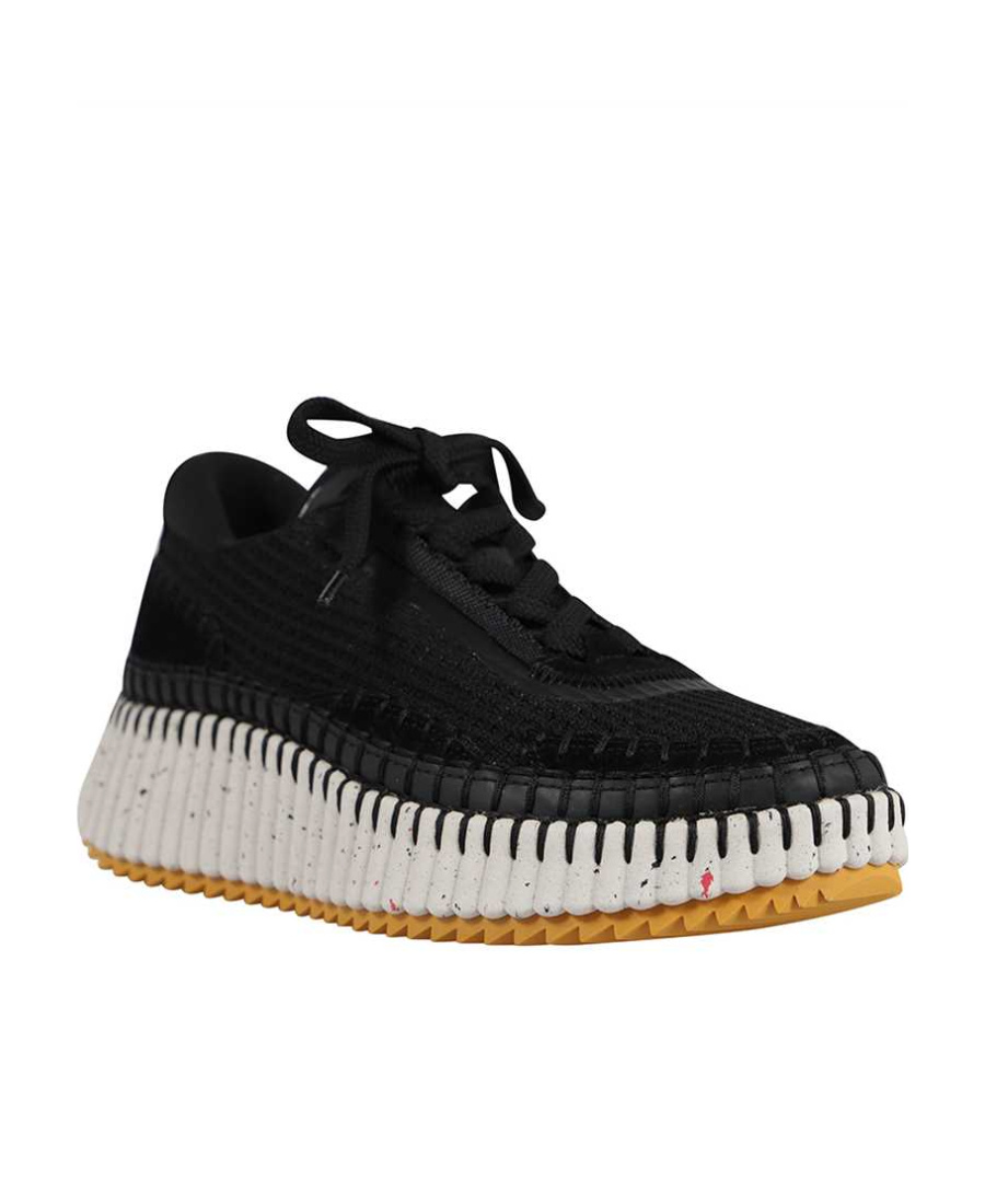 Chloé Nama Lace-up Sneakers In Black