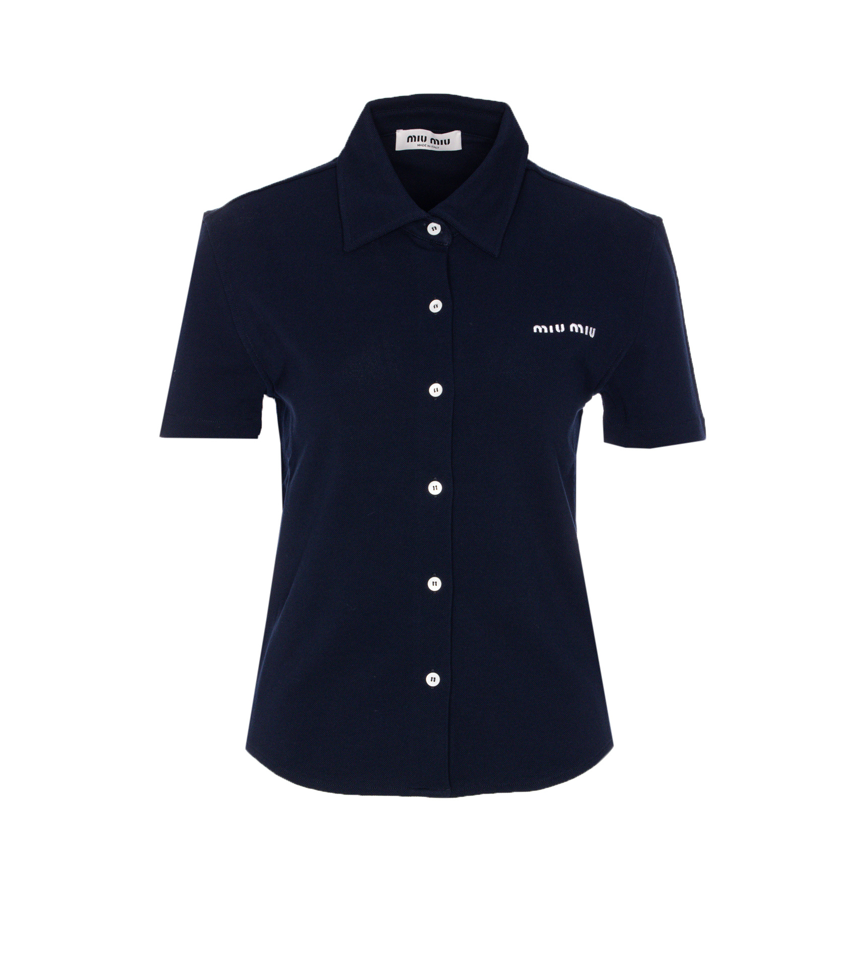 Miu Miu Short-sleeved Shirt In Blue