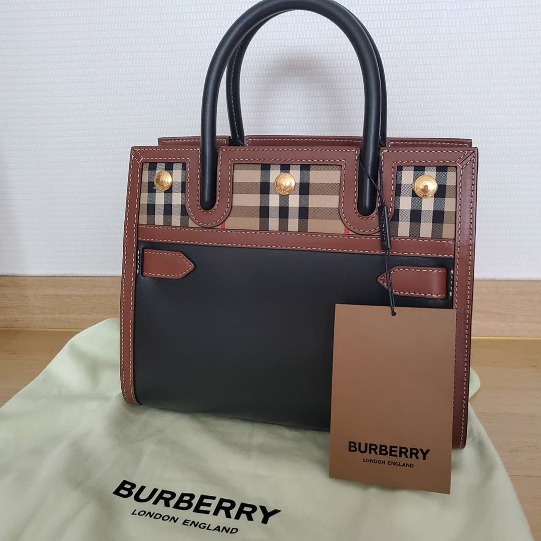 Burberry Mini Two-handle Title Bag In Black
