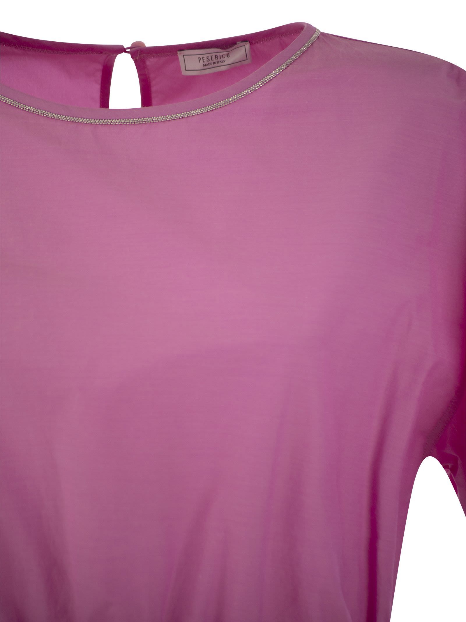 Peserico Women Cotton-blend Dress With Light Stitch In Pink