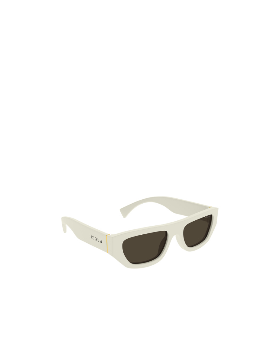Gucci Long Rectangular-frame Sunglasses In White