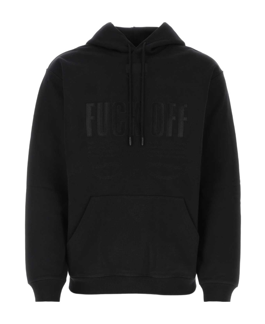 Shop Vtmnts Slogan-print Pullover Hoodie In Black