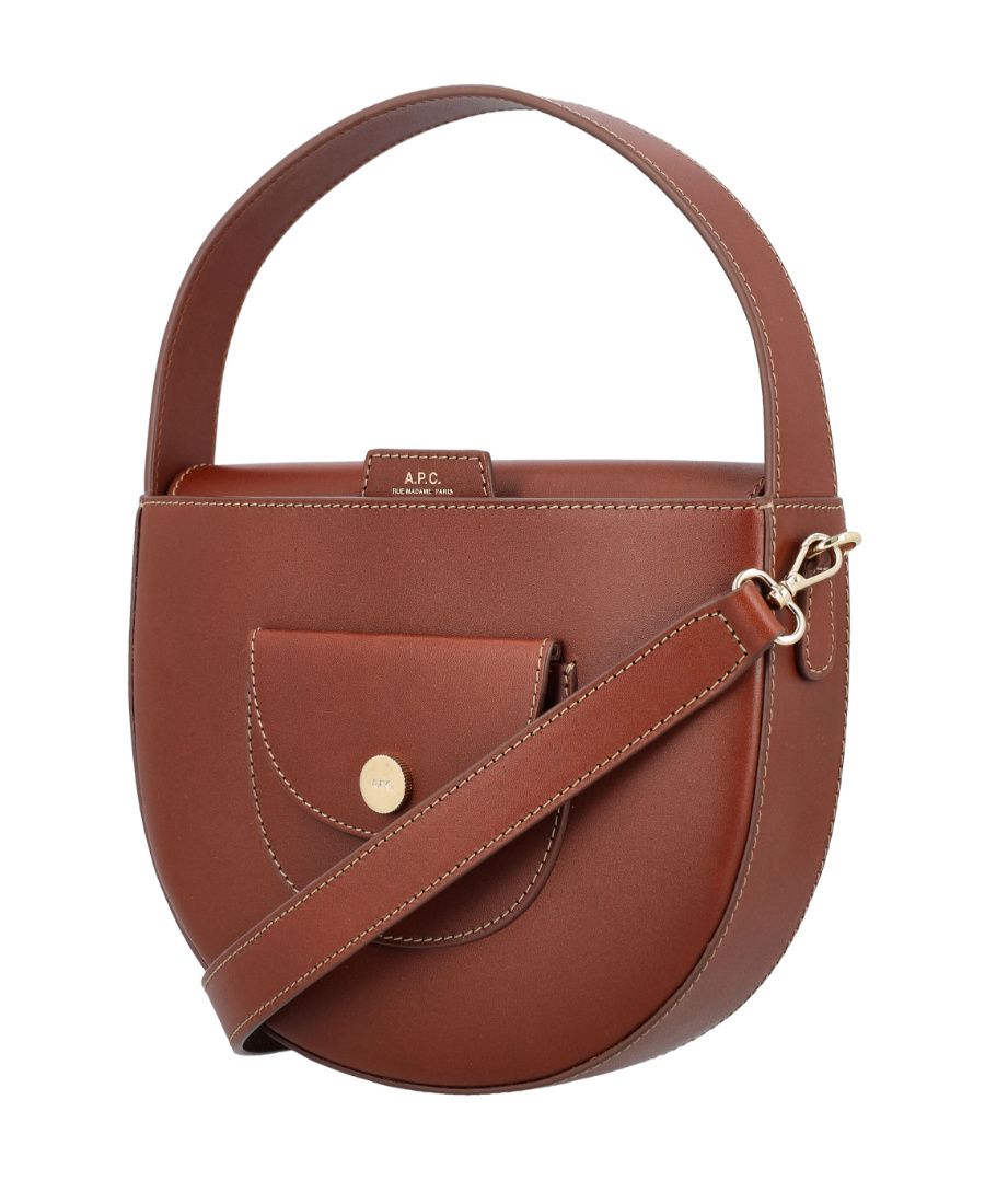 Apc Small Le Pocket Leather Tote Bag In Brown