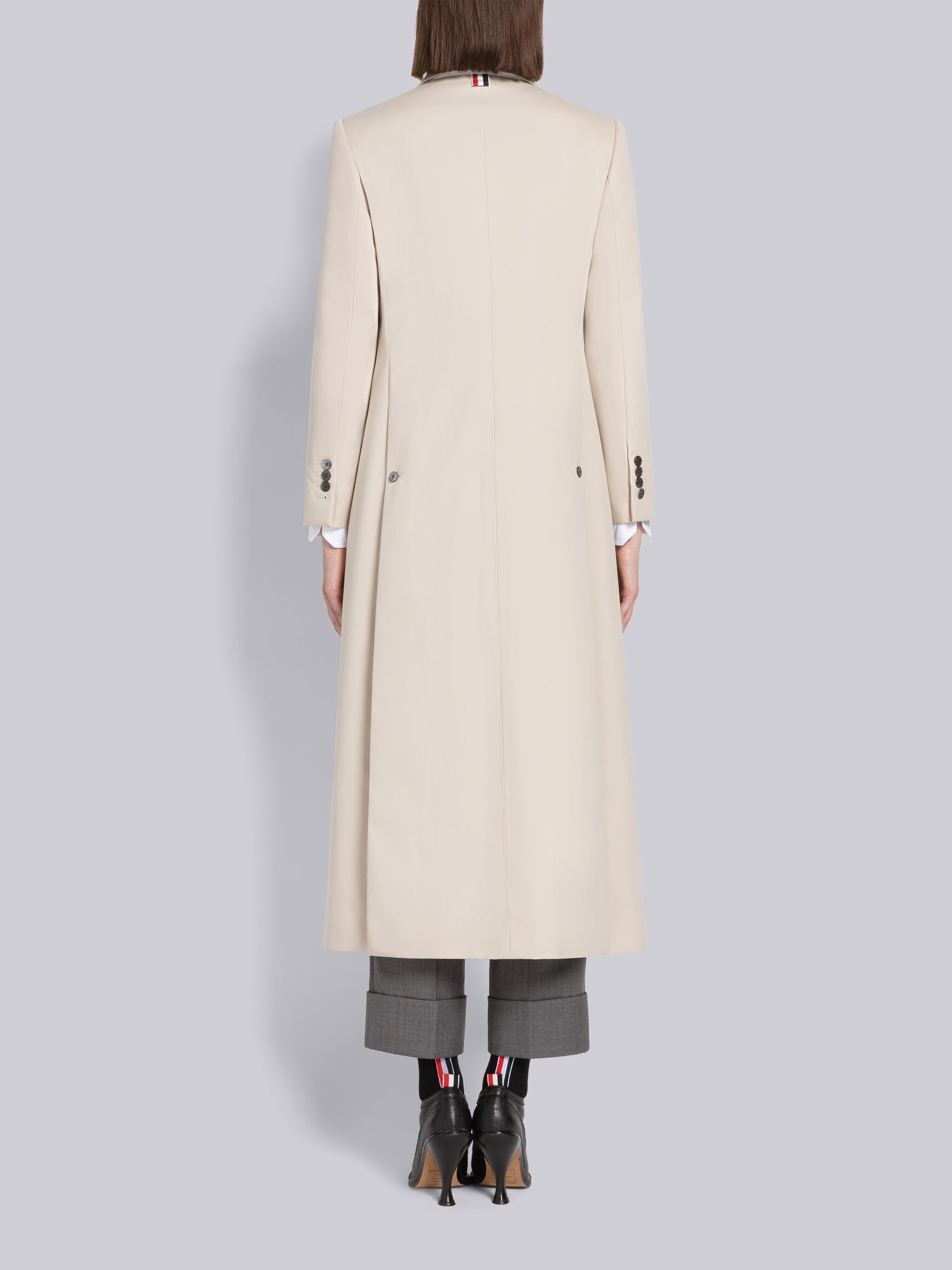 Thom Browne Wide-lapel Flap-pockets Overcoat In White