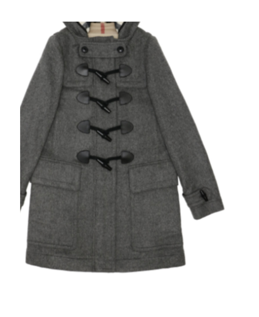 Burberry Long-sleeved Hooded Coat In Gray