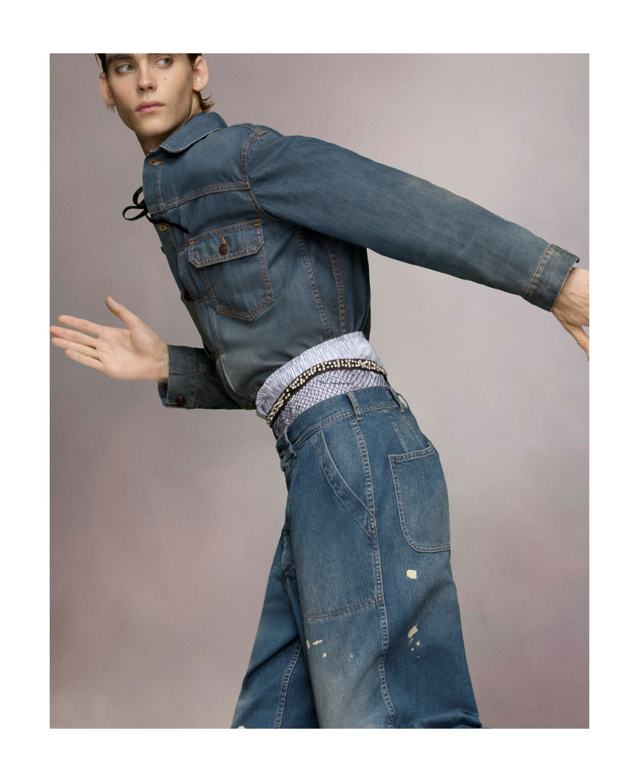 MAISON MARGIELA PLEATED DENIM JACKET