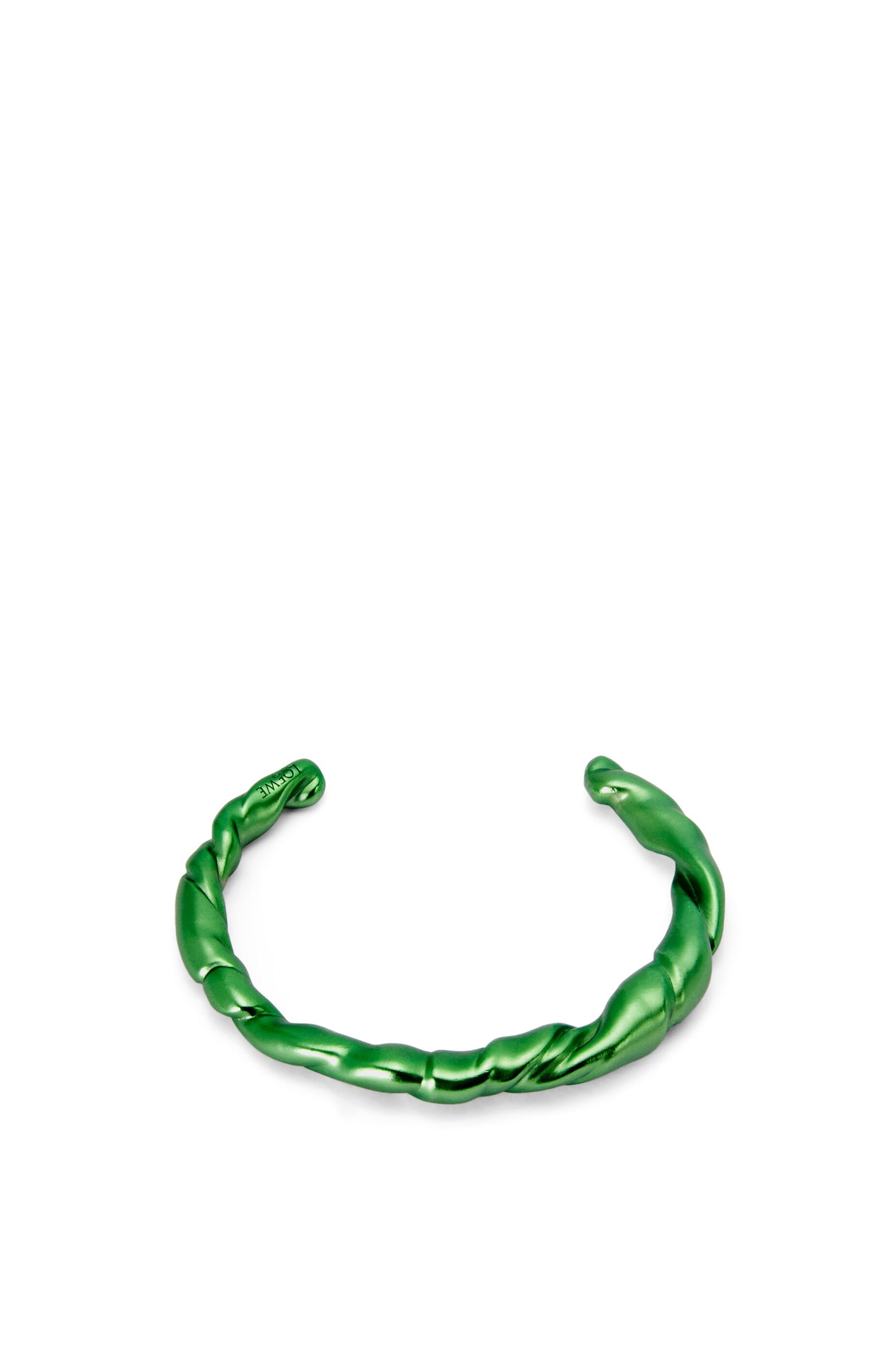 Loewe Twisted Metallic Open Cuff Bracelet In Green