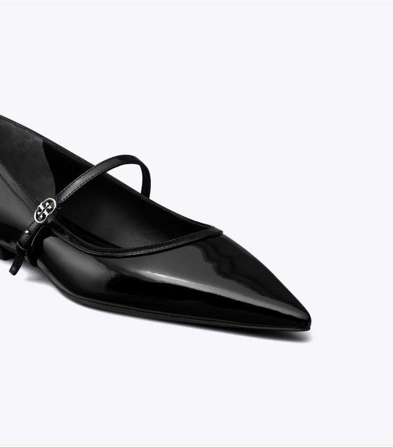 Tory Burch Double T Logo Buckle Mary Janes In Black