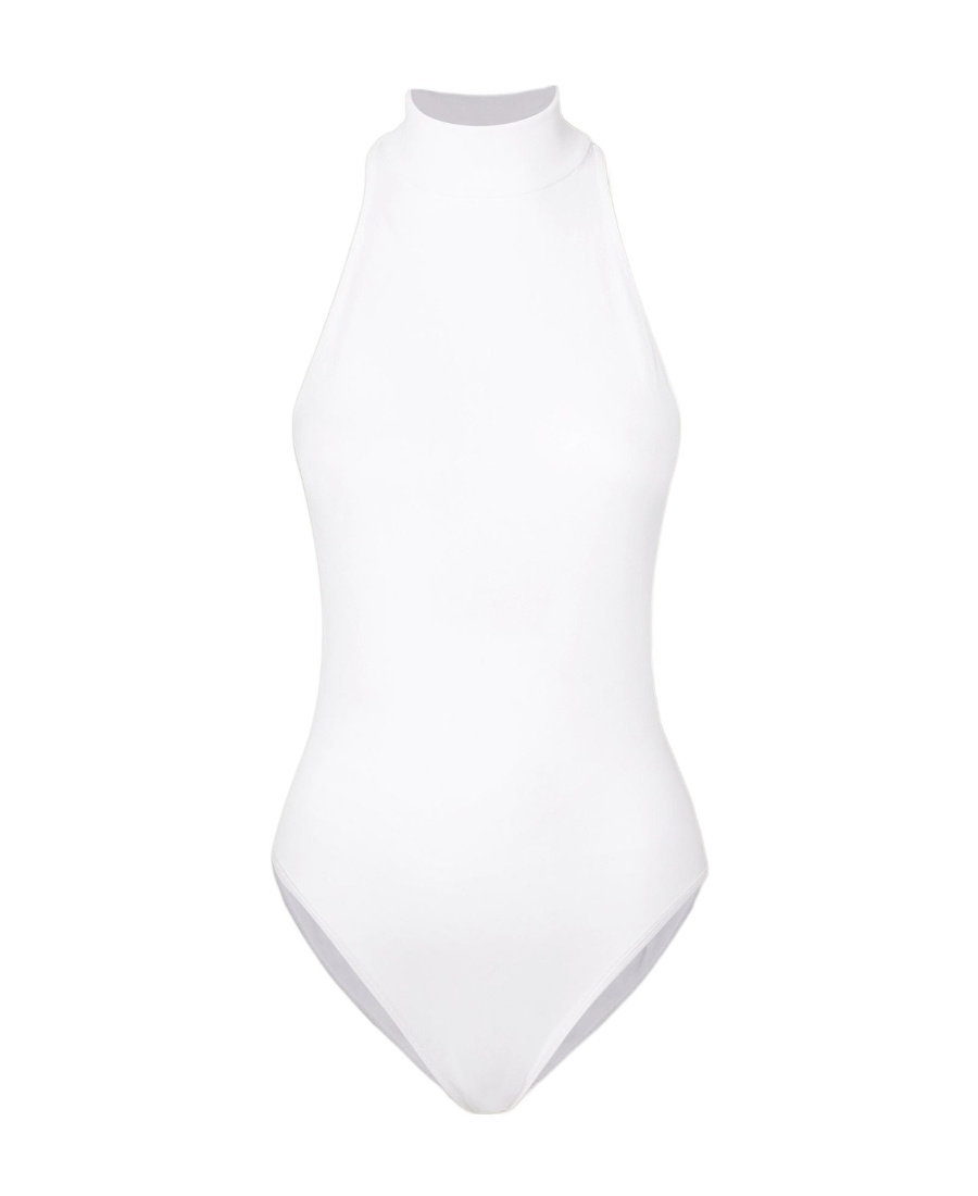 Alaïa Archetypes Stretch-crepe Mock-neck Bodysuit In White
