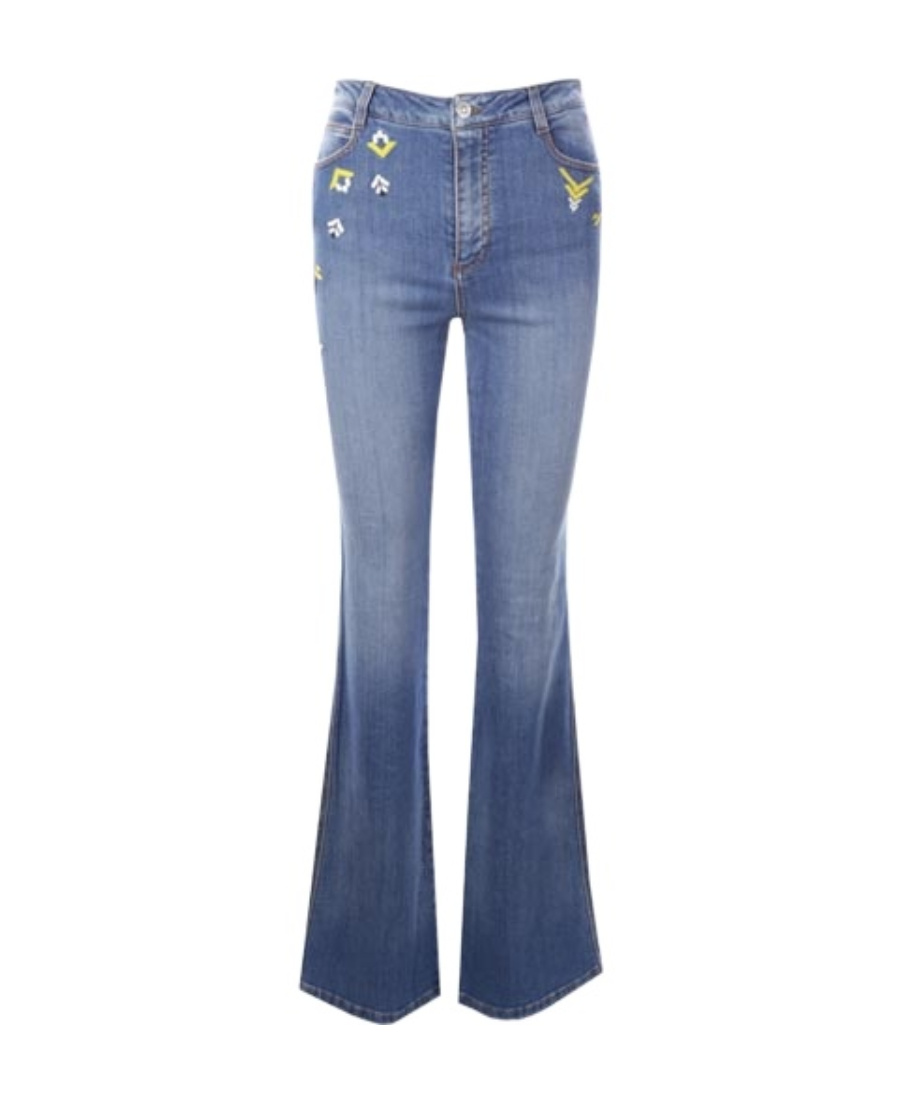 Ermanno Scervino Embroidered Flared-leg Jeans In Blue