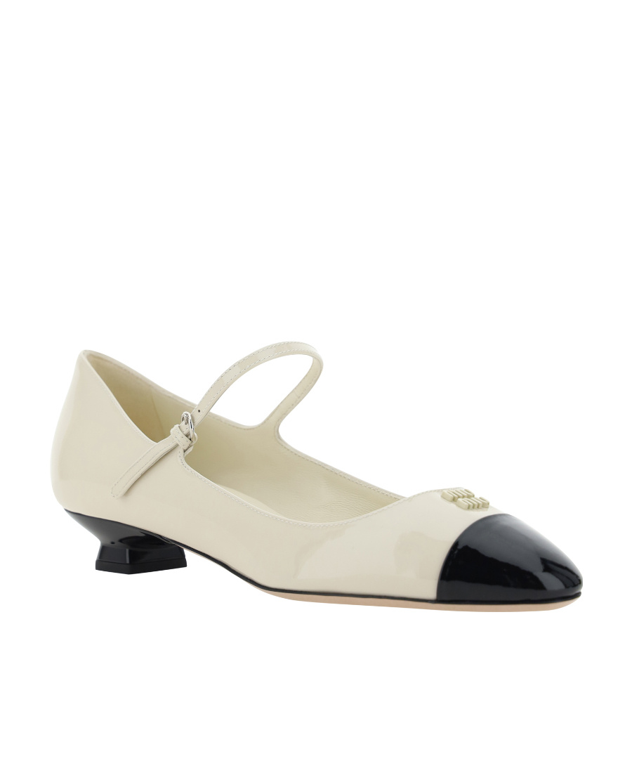 Miu Miu 40mm Patent-leather Ballerina Shoes In White