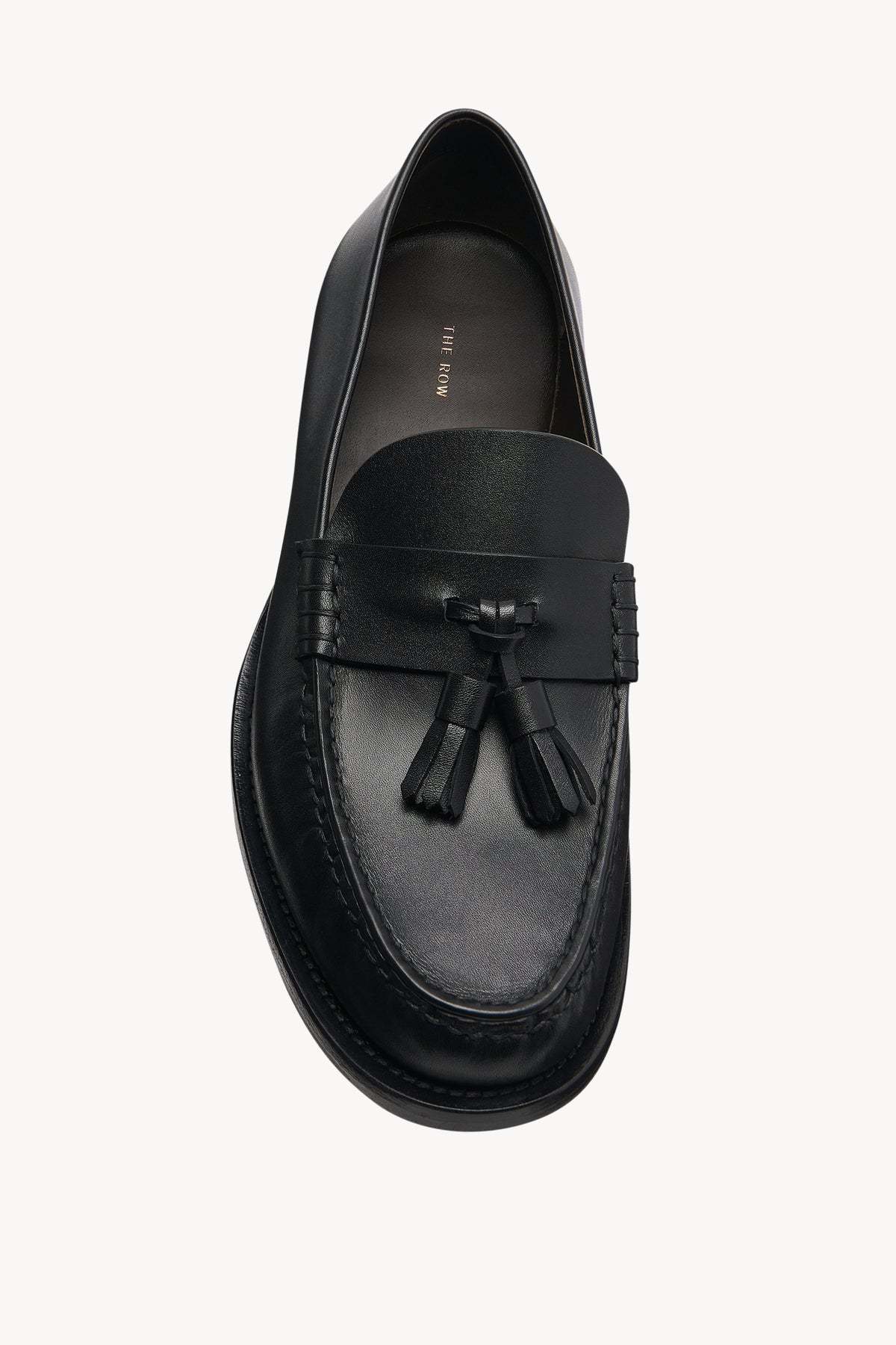 The Row Black Leather Novus Loafers In Black
