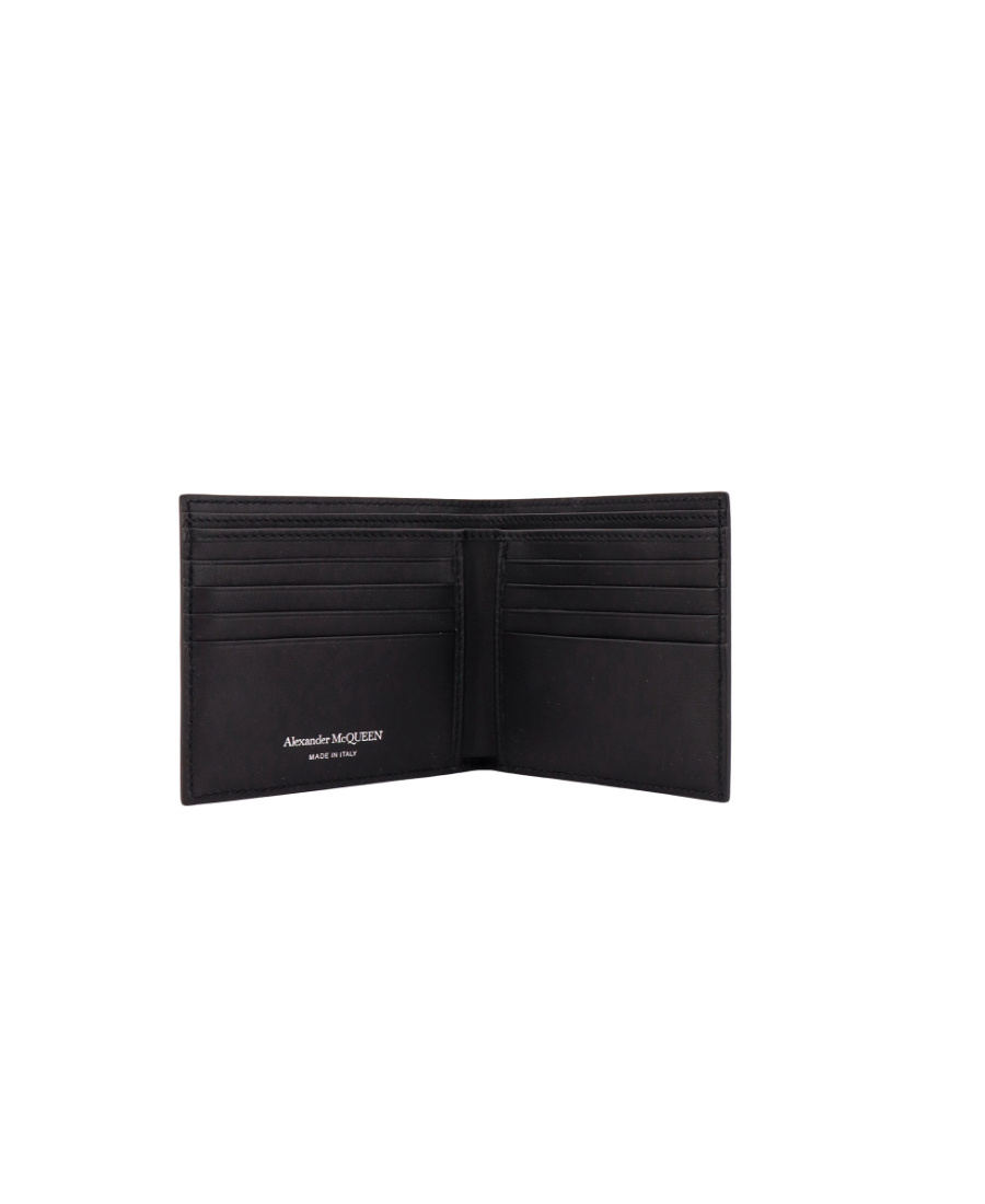 Alexander Mcqueen Black Bi-fold Wallet With All-over Studs In Leather Woman In Black