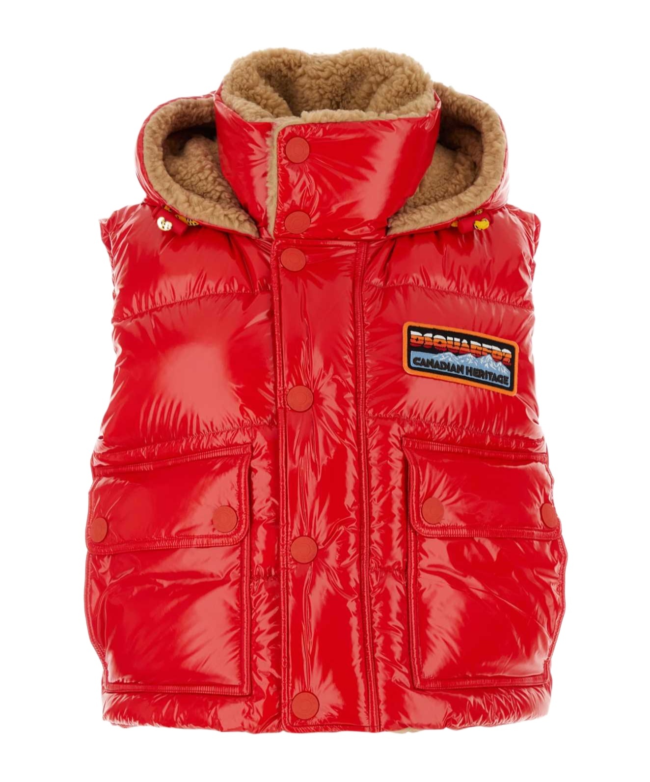 Dsquared2 Upright Neck Down Vest In Red