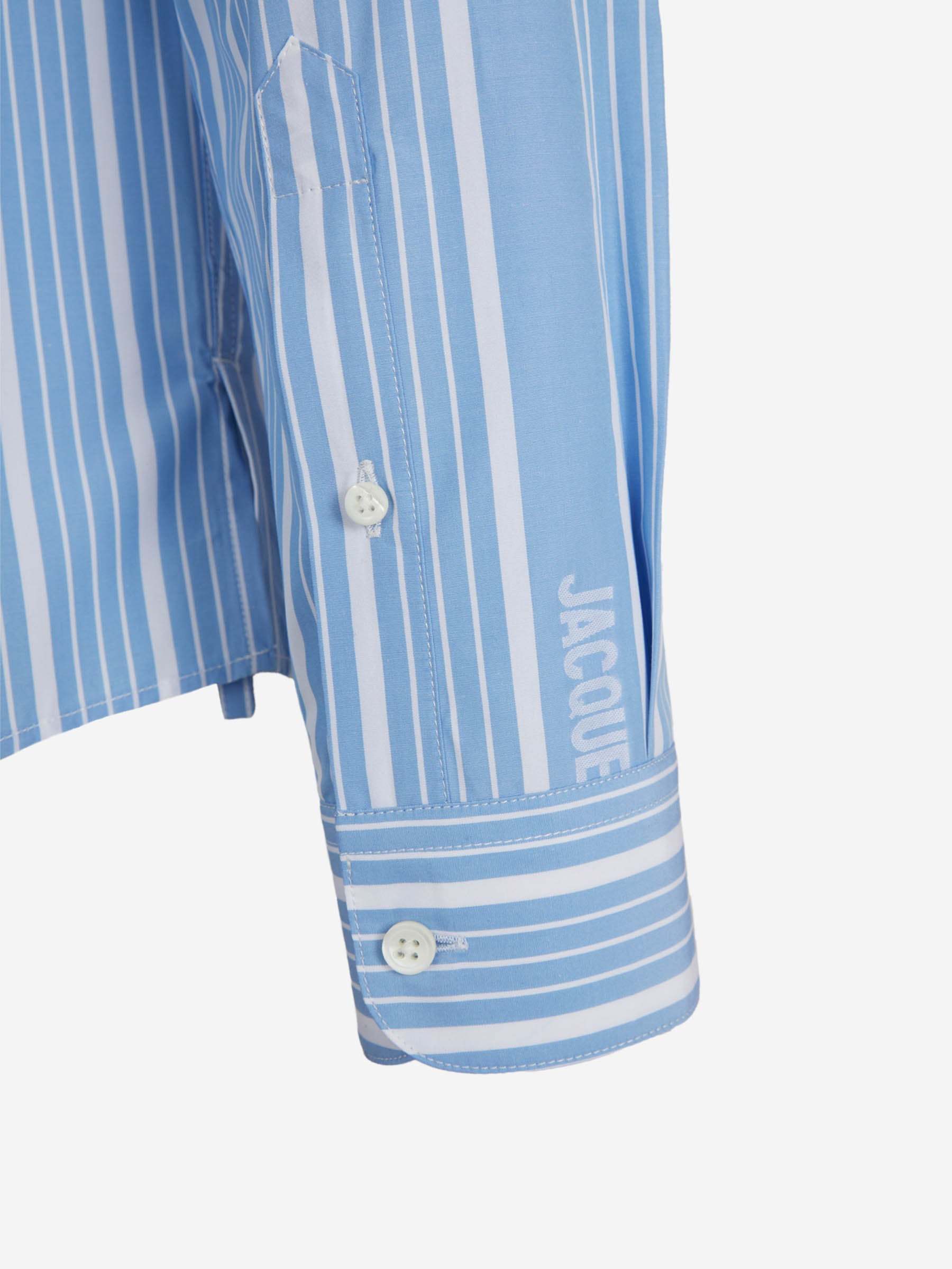 Jacquemus Boulanger Striped Long-sleeved Shirt In Blue