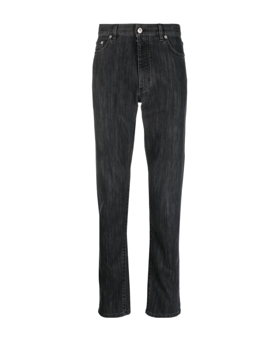 Shop Zegna Slim-fit Cotton-blend Jeans In Black