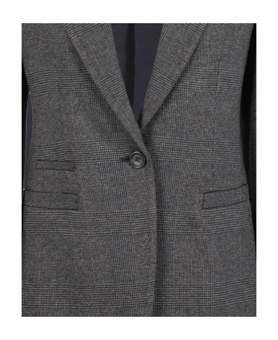 Max Mara Sfinge Checked Detail Blazer In Black