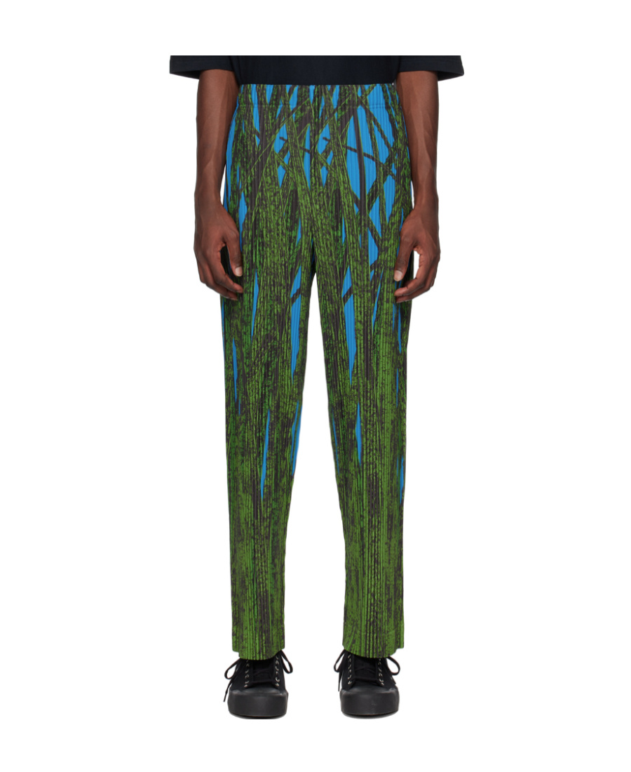 ISSEY MIYAKE ABSTRACT-PRINT PLISSÉ TROUSERS