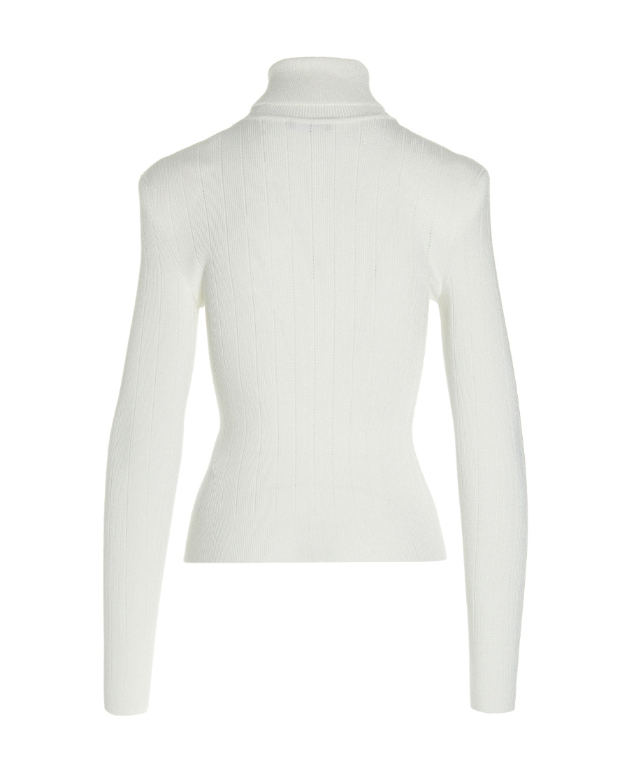 Balmain Embossed Button-detail Ribbed Jumper In White