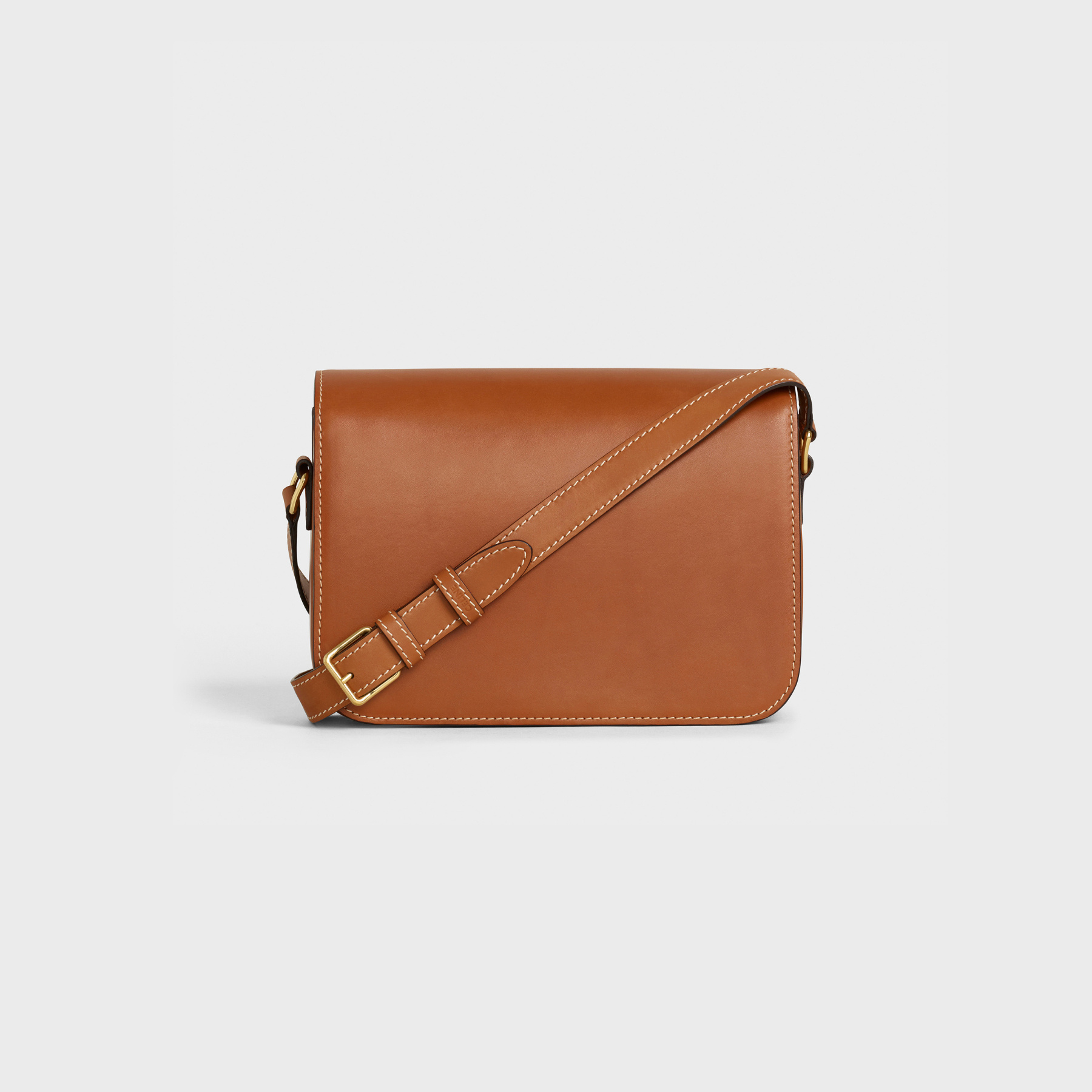 Celine Women Teen Triomphe Leather Shoulder Bag In Brown