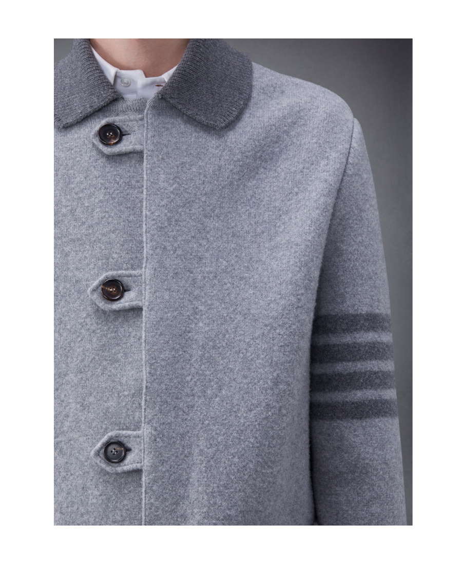 THOM BROWNE STRIPE-TRIM DETAIL SINGLE-BREASTED COAT