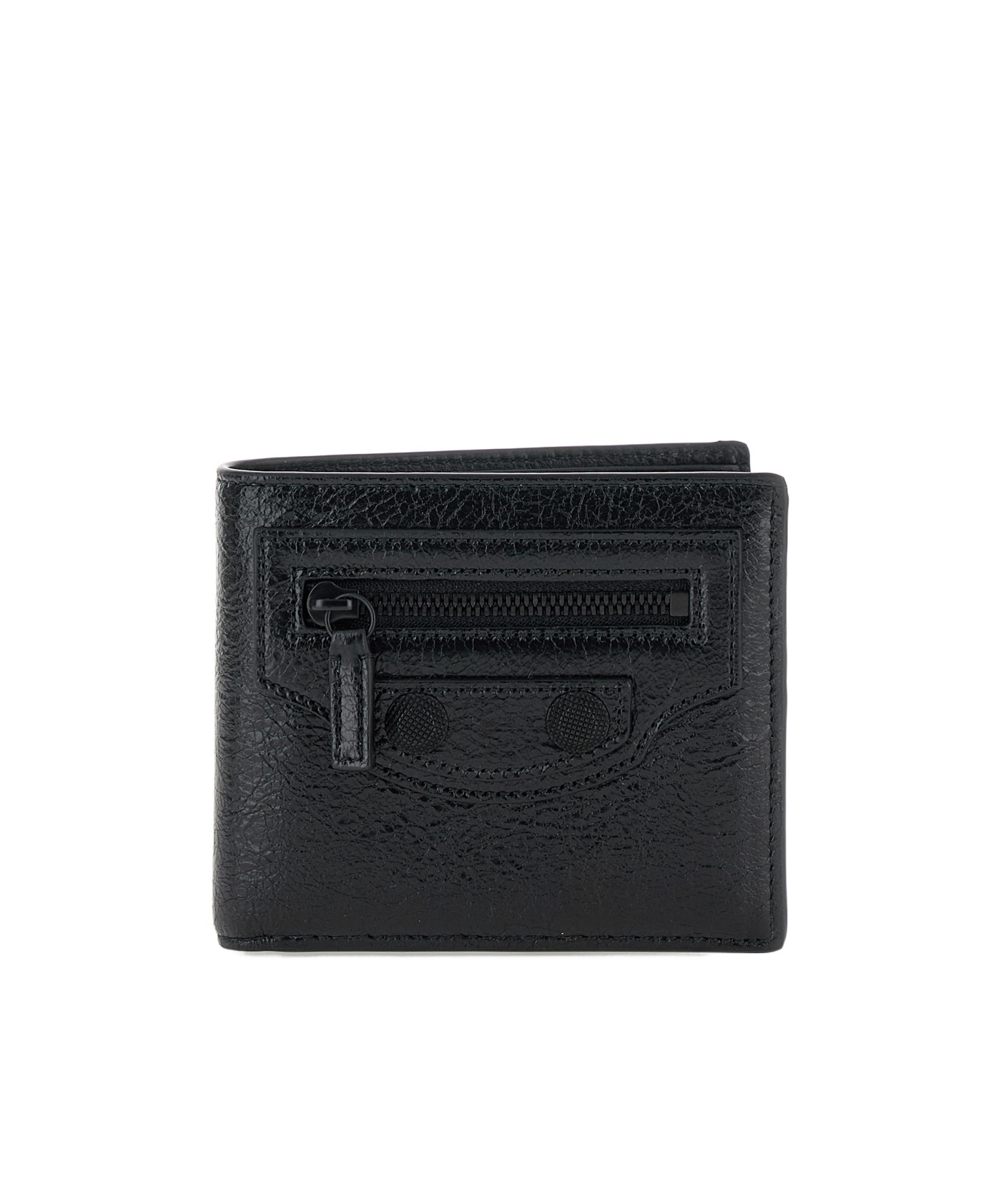 Balenciaga Bi-fold Leather Wallet In Black