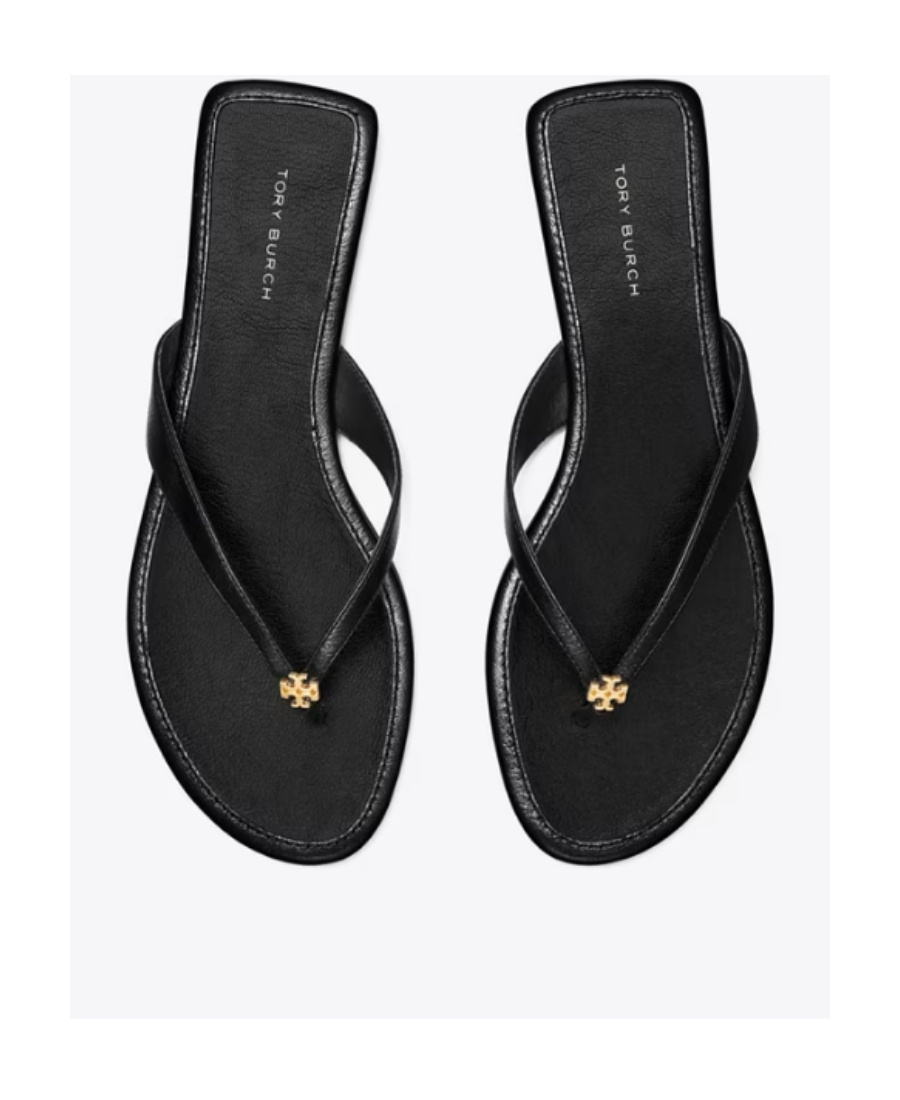 Shop Tory Burch Capri Logo-plaque Flip-flops In Black