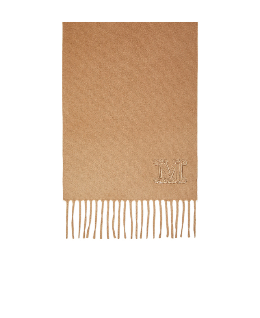 Max Mara Monogram Fringed-edge Cashmere Scarf In Brown