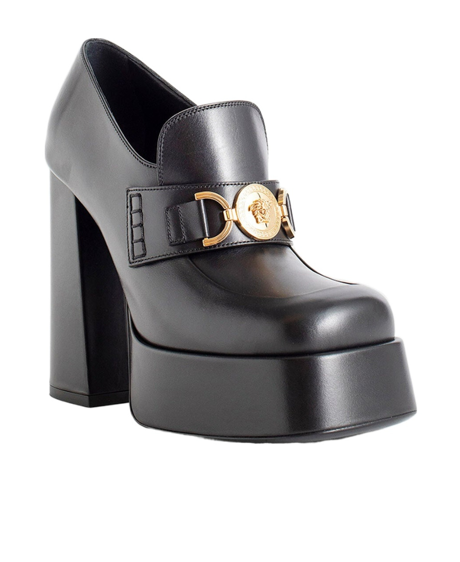 Shop Versace 130mm Medusa-motif Loafers In Black