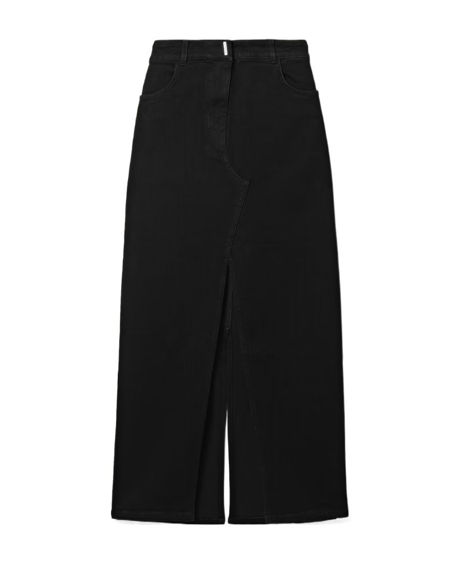 Givenchy Midi Denim Skirt In Black